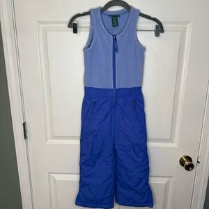 L.L. Bean Kids Periwinkle Blue Fleece Snow Suit Pants Bibs Overalls Size 4 GUC